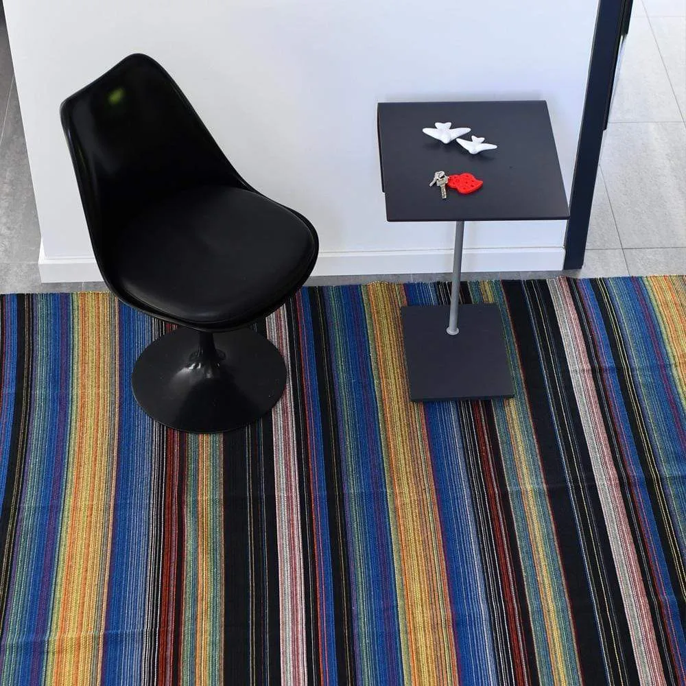Tapis fin en coton 210x150 - Bleu dur