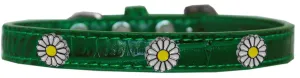White Daisy Widget Croc Dog Collar Emerald Green Size 14