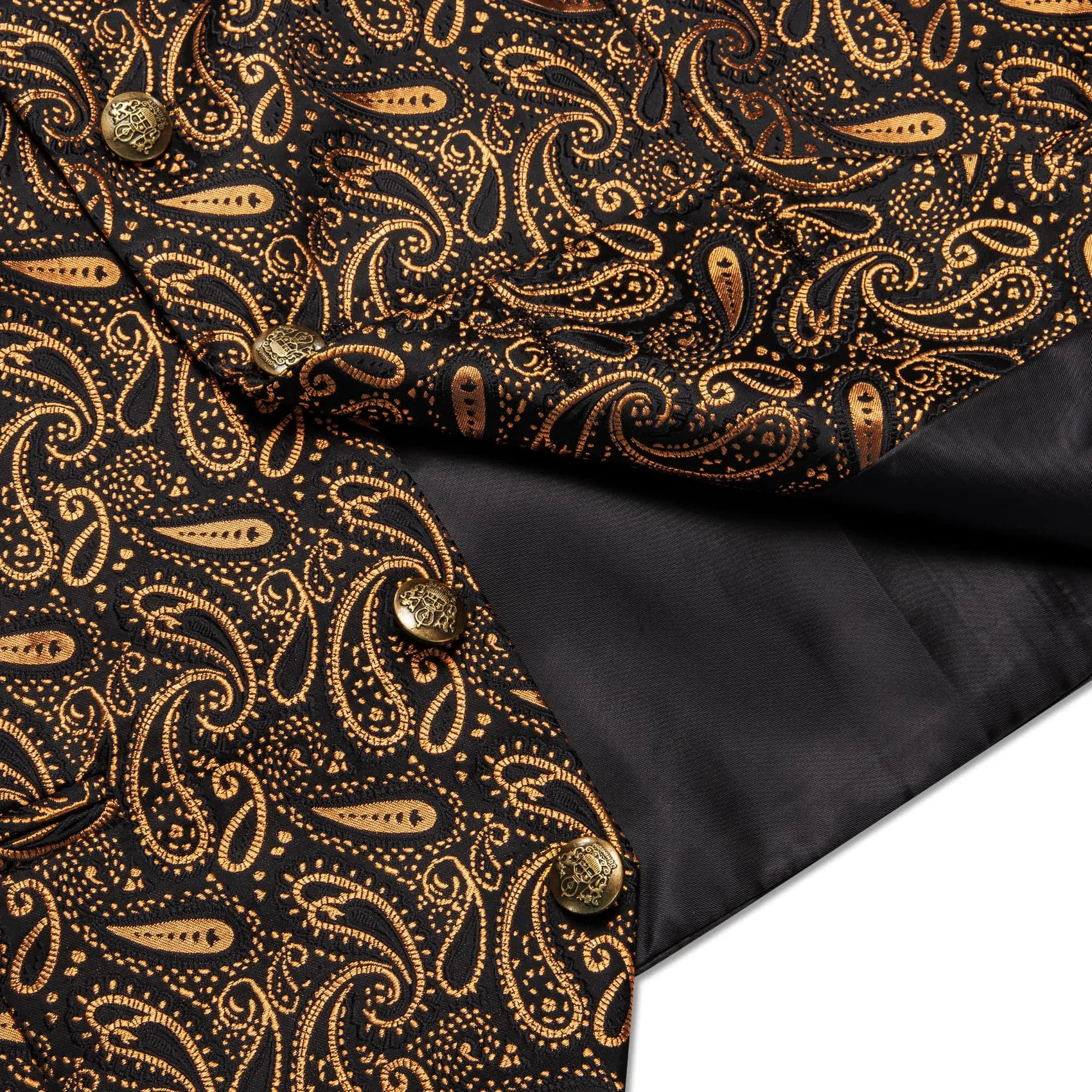 YourTies Wedding Vest Black Gold Paisley Men's Waistcoat Necktie Set