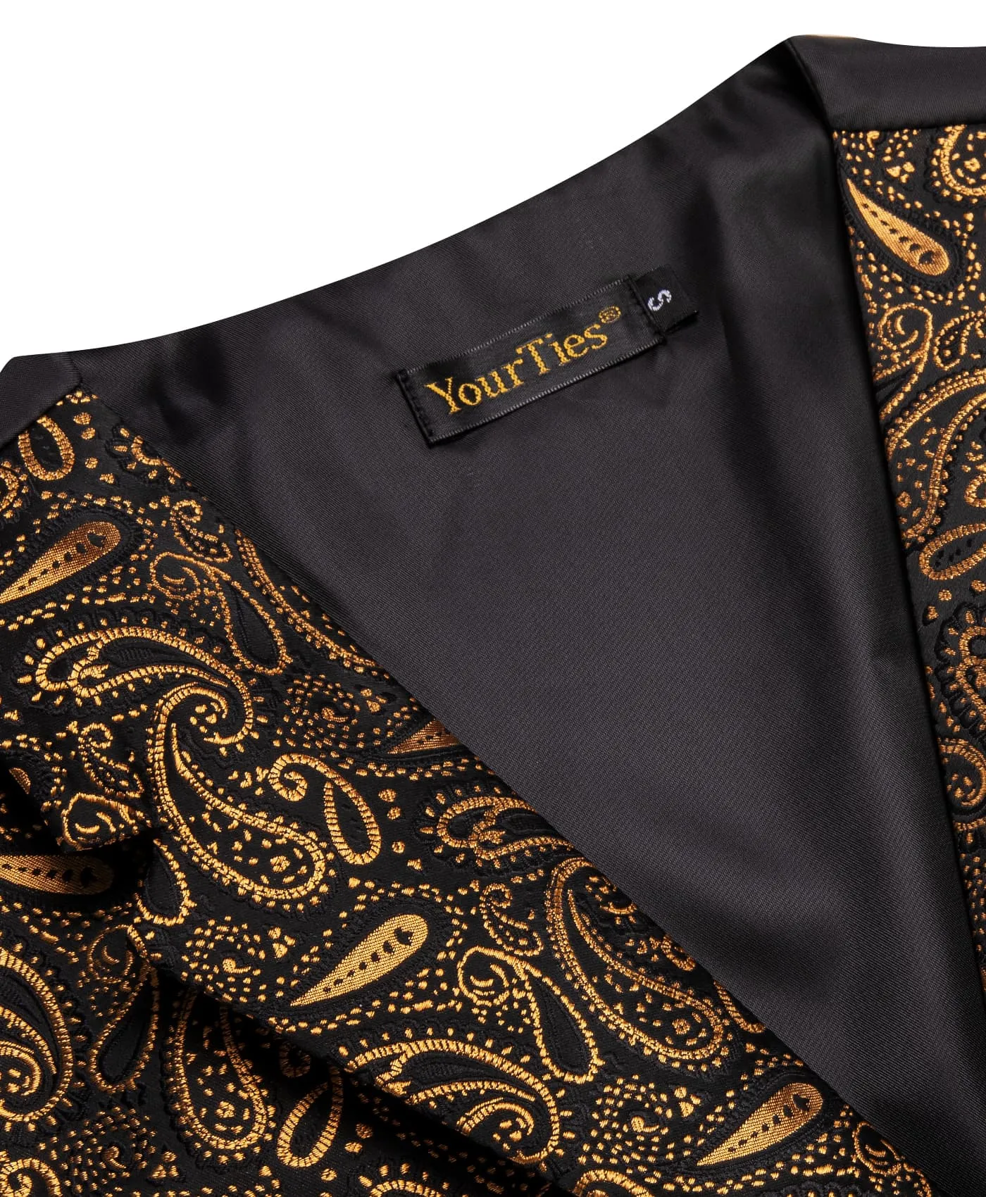 YourTies Wedding Vest Black Gold Paisley Men's Waistcoat Necktie Set