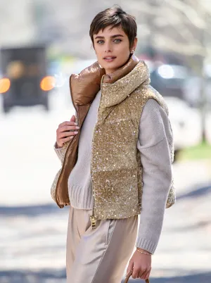 Zoie Velvet Paillette Down Vest